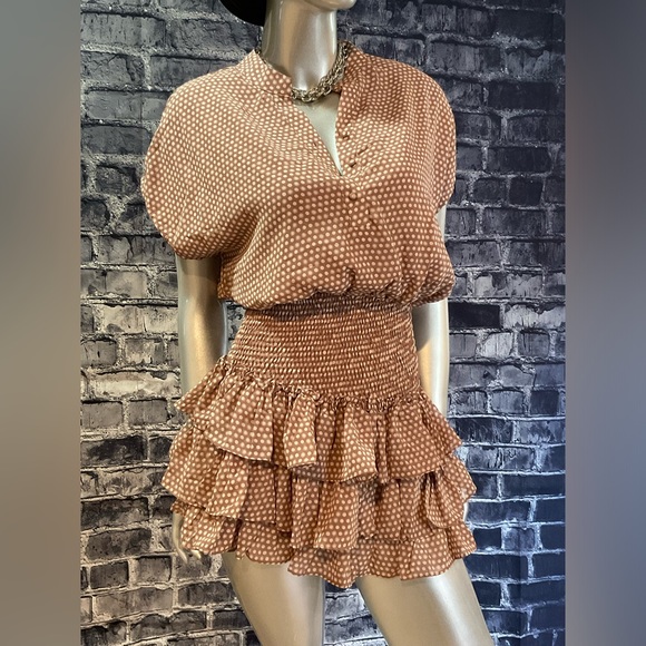 Polka Dot Drop Waist Ruffled Mini Dress - Picture 5 of 6